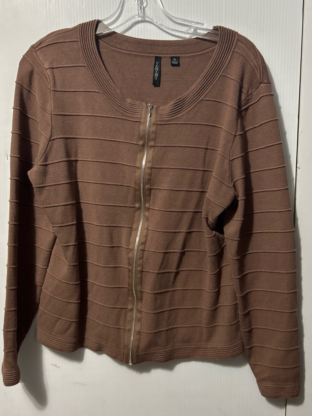 Venini Brown Zip-Front Ribbed Cardigan
